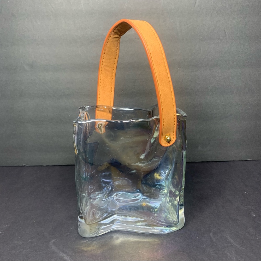 Iridescent Glass Purse Vase for Flowers 💐